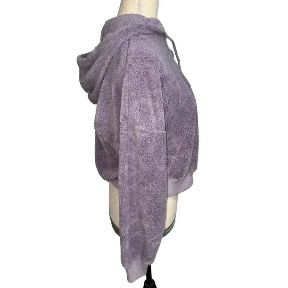 NWT Adore me Solid Purple Lounge cropped hoodie size L long sleeve drawstring